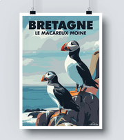 Affiche Bretagne "le Macareux Moine"