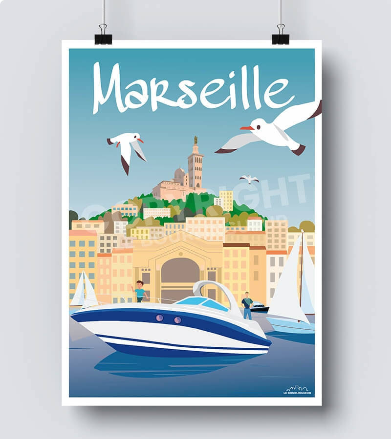 Affiche Marcel MARSEILLE Le Vieux Port