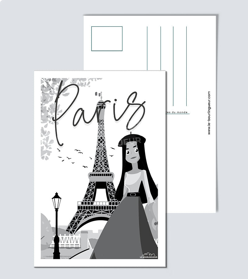 Carte Postale Paris Noir et Blanc Le Bourlingueur